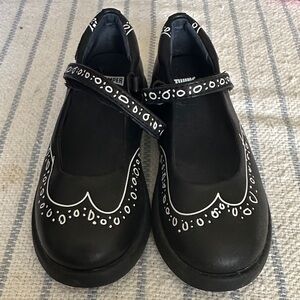 Camper Kids Black Dress Shoes with White Detailing